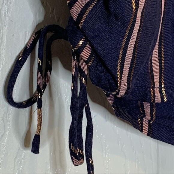 Anthropologie Cameron Metallic Striped Side Tie Shorts Size XS - Picture 7 of 13